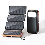 CONXWAN Solar Powerbank 26800mAh Solarladegerät mit 4 Solarpanel und 3 Ausgängen, USB C Externer Akku Tragbares Ladegerät für Outdoor Camping, Wandern