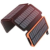 A ADDTOP Solar Powerbank 25000mAh Tragbare Solar Ladegerät mit 4 Solarpanels, Outdoor wasserfester externer Akku mit 2 USB Ports für Smartphones, Tablets und mehr